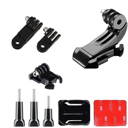 Gplus BS09KVJH 9 Parça Oval Zemin Kavisli Yüzey Vidalı J-Hook Hızlı Tak 3 Yollu Aksiyon Kamera Uyumlu 3M Yapışkanlı Motor Kask Bağlantı Seti