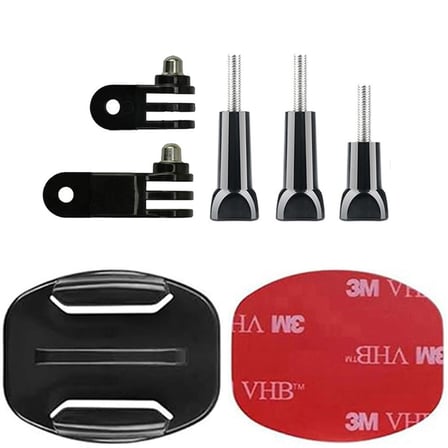 Gplus BS07YV 7 Parça Flat Zemin Düz Yüzey Vidalı 3 Yollu Aksiyon Kamera Uyumlu 3M Yapışkanlı Motor Kask Bağlantı Seti