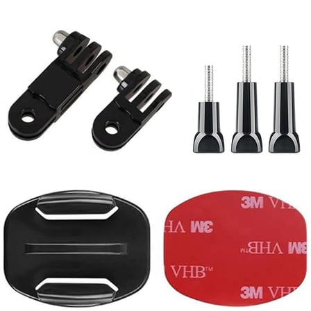 Gplus BS07YV 7 Parça Flat Zemin Düz Yüzey Vidalı 3 Yollu Aksiyon Kamera Uyumlu 3M Yapışkanlı Motor Kask Bağlantı Seti
