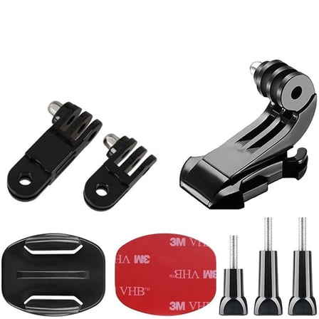Gplus BS08YVJ 8 Parça Flat Zemin Düz Yüzey Vidalı J-Hook Açılı 3 Yollu Aksiyon Kamera Uyumlu 3M Yapışkanlı Motor Kask Bağlantı Seti