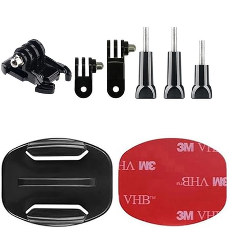 Gplus BS08YVH 8 Parça Flat Zemin Düz Yüzey Vidalı Hızlı Tak 3 Yollu Aksiyon Kamera Uyumlu 3M Yapışkan Motor Kask Bağlantı Seti