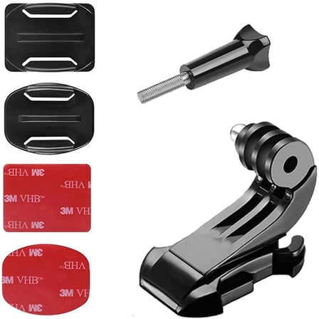Gplus BS06KYVJ 6 Parça Oval Eğimli Zemin ve Flat Düz Yüzey Vidalı J-Hook Açılı Hızlı Tak Aksiyon Kamera Uyumlu 3M Yapışkanlı Motor Kask Bağlantı Base Seti
