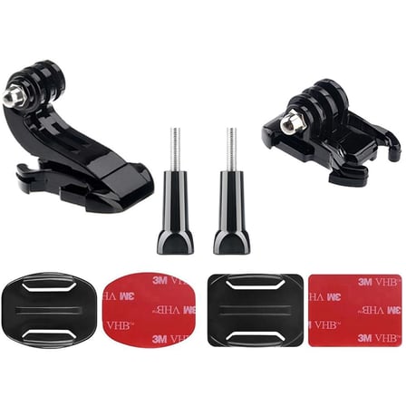 Gplus BS08KYJHW 8 Parça Oval Eğimli Zemin ve Flat Düz Yüzey Vidalı Hızlı Tak J-Hook Açılı Aksiyon Kamera Uyumlu 3M Yapışkanlı Motor Kask Bağlantı Base Seti
