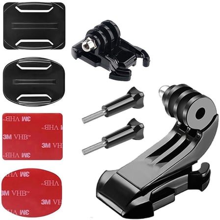Gplus BS08KYJHW 8 Parça Oval Eğimli Zemin ve Flat Düz Yüzey Vidalı Hızlı Tak J-Hook Açılı Aksiyon Kamera Uyumlu 3M Yapışkanlı Motor Kask Bağlantı Base Seti
