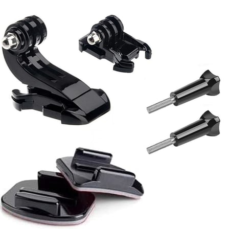 Gplus BS08KYJHW 8 Parça Oval Eğimli Zemin ve Flat Düz Yüzey Vidalı Hızlı Tak J-Hook Açılı Aksiyon Kamera Uyumlu 3M Yapışkanlı Motor Kask Bağlantı Base Seti