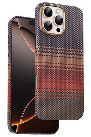 Fuchsia iPhone 16 Pro Max Kevlar Manyetik Şarj Uyumlu Kılıf