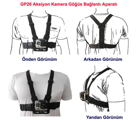 Gopro Eken Sjcam Kafa Bandı Göğüs Kemeri 5 Parça Set Gplus ST005