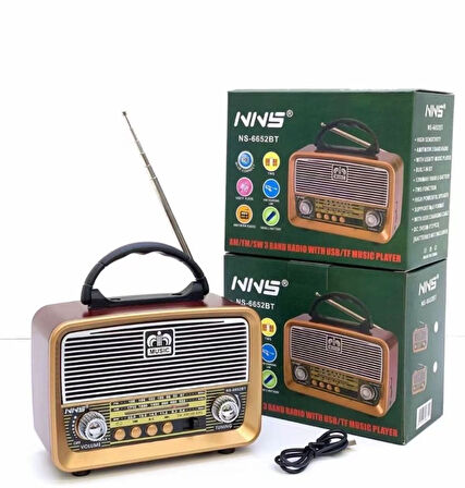 NNS Ns-6652BT Taşınabilir Nostaljik Radyo Bluetooth Speaker Usb+Tf card+Aux