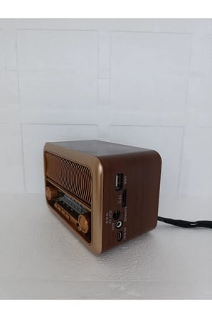 Nostaljik Radyo Klasik Radyo Bluetooth Hoparlör Usb-Tf Çalar Ses Bombası Şarjlı Radyo — Kahverengi