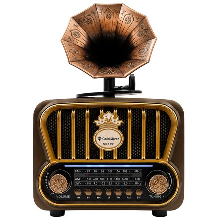 Gold Silver GS-1370 Nostaljik Gramofon Tasarımlı Bluetoothlu 3-Band Radyo & Müzik Çalar
