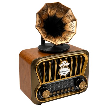 Gold Silver GS-1370 Nostaljik Gramofon Tasarımlı Bluetoothlu 3-Band Radyo & Müzik Çalar