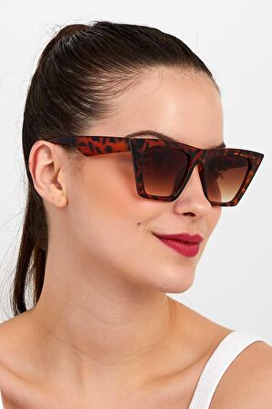 Kadın Cat Eye Güneş Gözlüğü  Leopar Kahverengi