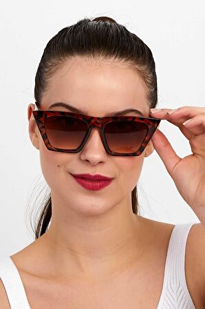 Kadın Cat Eye Güneş Gözlüğü  Leopar Kahverengi