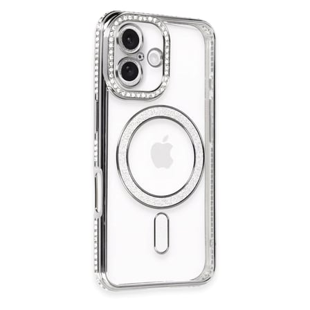 Apple iPhone 16 Kılıf Joke Simli Magneticsafe Kılıf - Gri