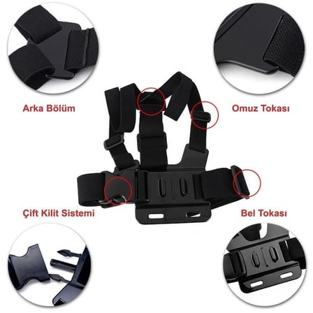Gplus GP26 Eken Sjcam Gopro Aksiyon Kamera Uyumlu Göğüs Kemeri