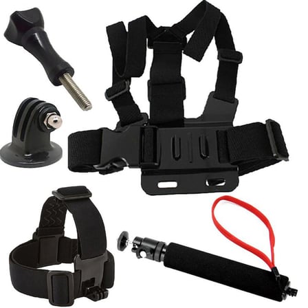 Gplus Sjcam Eken Uyumlu Göğüs Kemeri Kafa Bandı Monopod 5li Set