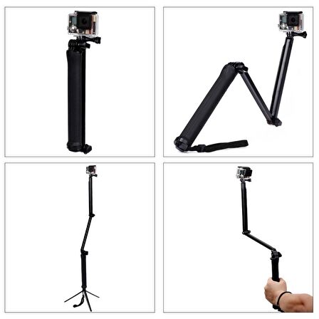 Aksiyon Kamera 3 Yollu Katlanır Monopod Stand Selfie Çubuğu GP238