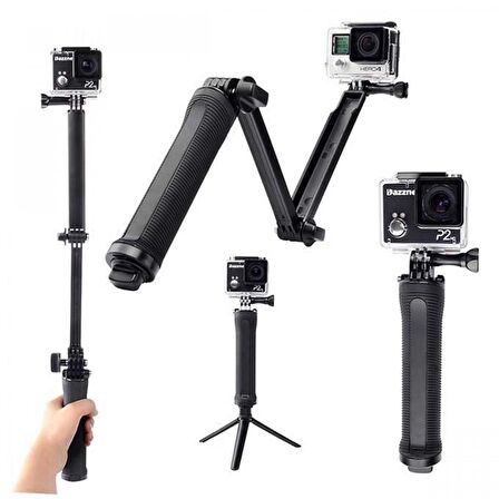 Eken Sjcam GoPro 3 Way Monopod Kafa Bandı Göğüs Kemeri 5li Set