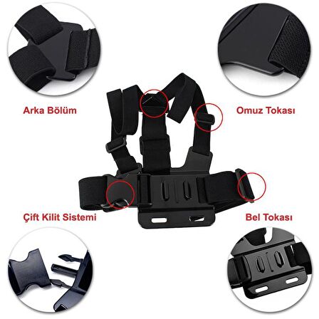 Chest Body Strap GP26 Aksiyon Kamera Göğüs Bağlantı Aparatı