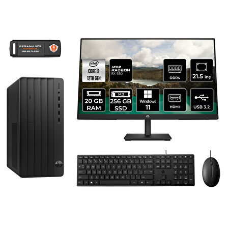 HP PRO TOWER 290 G9 MA1EAD216 İ3 12100 20GB RAM 256GB SSD RX550 4GB 21.5" W11H MASAÜSTÜ PC