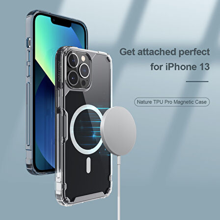 Nillkin iPhone 13 Pro Magsafe Özellikli Nature TPU Pro Kapak Şeffaf
