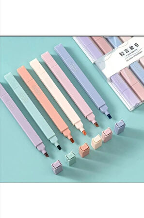 Supersoft 6'lı Pastel Fosforlu Kalem Seti – Çift Uçlu & Yumuşak Yazım