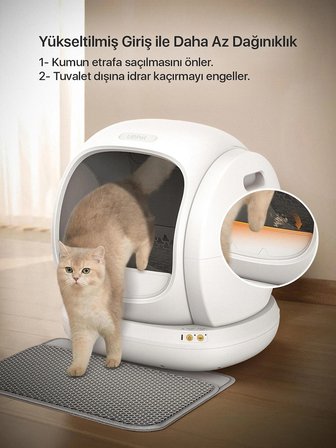 UBPet C20 Otomatik Akıllı Kedi Tuvaleti için Aparat/Buffle, Kum Sıçratma Önleyici Aparat/Buffle