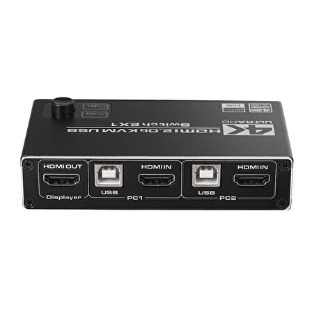 Gplus 4KVM221 4K HDMI 2.0 USB HDCP 2.2 EDID HDR 2 Port KVM Switch