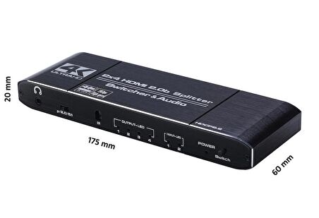 Gplus 4K224A HDMI 2.0 4K HDR10 HDCP2.2 Ses Ayrıştırıcılı Splitter