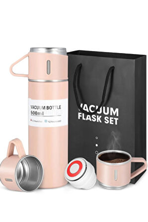 Kapris Paslanmaz Çelik Termos 3lü Set Pembe Kap-291