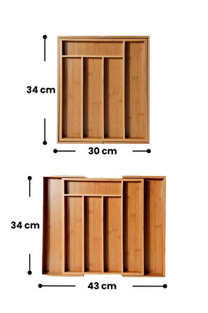 Kapris Ayarlanabilir Çekmece İçi Bambu Kaşıklık Organizer KAP-1441