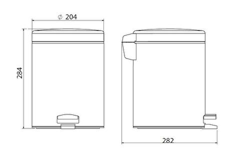 Serel Paslanmaz Pedallı Çöp Kovası 5 Lt 304 KLT 140107006T2 