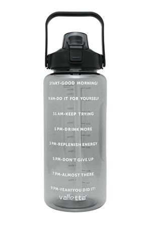 Valletta VLT1220  Eldorado Figo 3lü Set  Motivasyonel Su Matarası Siyah Çantalı(2000ml-750ml-300ml)