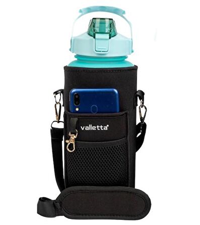 Valletta VLT1282 Eldorado 3lü Set  Motivasyonel Su Matarası Yeşil Çanta(2000ml-750ml-300ml)