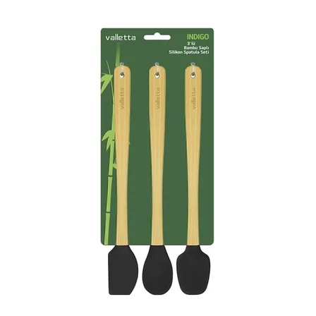 Valletta İndigo 3'lü Spatula Seti - Siyah - 26 cm