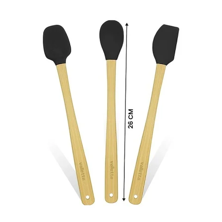 Valletta İndigo 3'lü Spatula Seti - Siyah - 26 cm