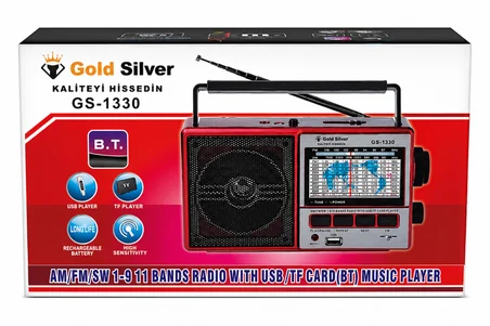 Gold Silver GS-1330 Nostaljik Tasarımlı 11 Bant Şarjlı Radyo