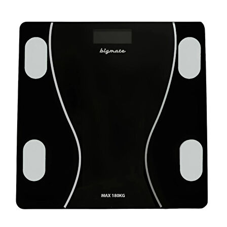 bigmate BGT-7001S Siyah Wi-Fi Bağlantılı Akıllı Dijital Vücut Analiz Baskülü
