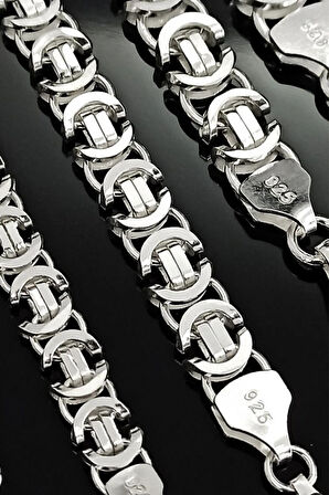 9mm 925 Ayar Gümüş Erkek Bileklik Künye Parlak Euro Kral Model