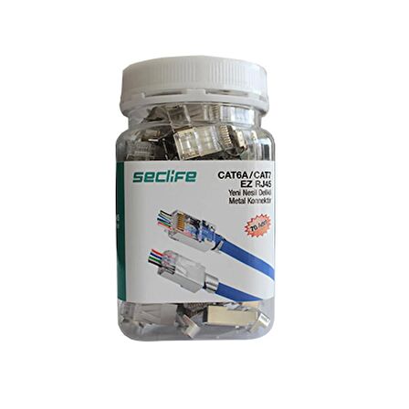 Seclife SNW-7030P Cat6A/Cat7 Yeni Nesil Delikli Metal (70 Ad) RJ45 Konnektör