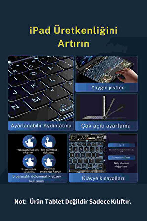 iPad Air 13 2024 Uyumlu Fuchsia Dönebilen Transparan Görünümlü Bluetoothlu Klavyeli Tablet Kılıfı