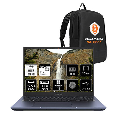 ASUS Expertbook B5 i7 1260P 40GB DDR5 1TB SSD 16" 4K OLED W11P Dizüstü Bilgisayar & PER4 ÇANTA
