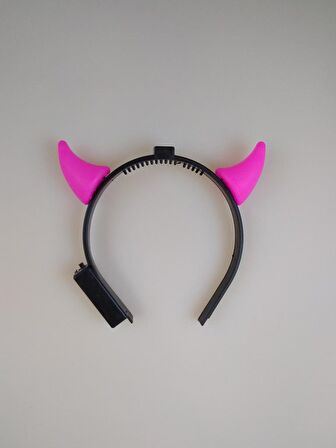 CADILAR BAYRAMI HALLOWEEN TAÇ ŞEYTAN BOYNUZ PEMBE IŞIKLI