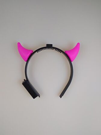 CADILAR BAYRAMI HALLOWEEN TAÇ ŞEYTAN BOYNUZ PEMBE IŞIKLI