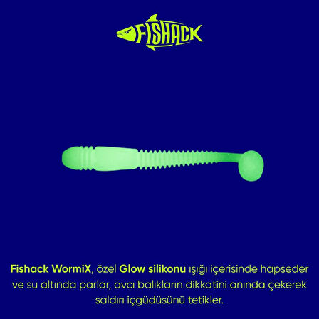 Silikon Kurt Yem - 1,1g 55mm - Fishack Wormix - 1 Adet - UV - Beyaz - Karides Kokulu