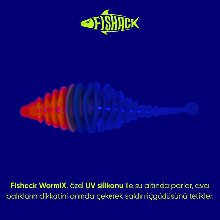 Silikon Kurt Yem - 3g 65mm - Fishack Wormix - 1 Adet - Turuncu/Mavi - Karides Kokulu