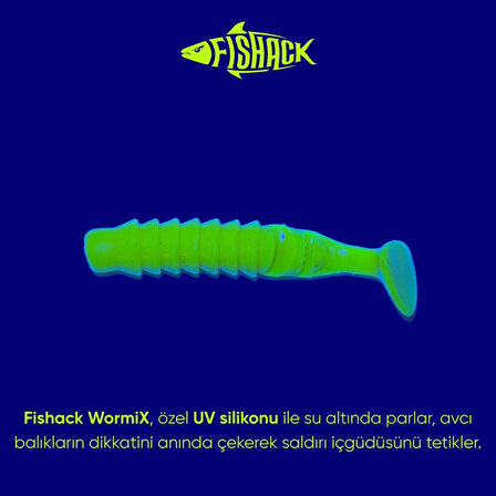 Silikon Kurt Yem - 1,5g 45mm - Fishack WormiX - 10 Adet - UV Silikon- Fluo Green