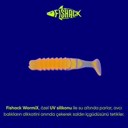Silikon Kurt Yem - 1,5g 45mm - Fishack - 10 Adet - UV Sillikon - Turuncu - Karides Kokulu