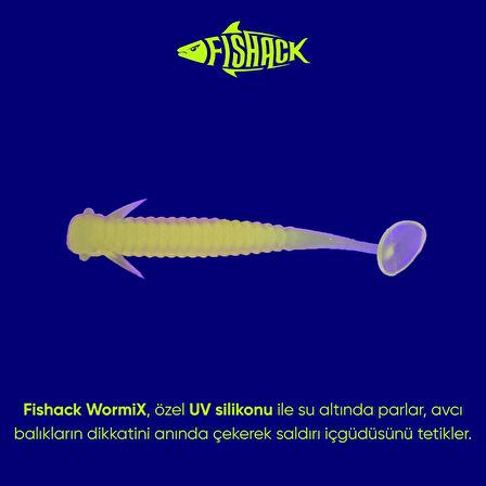 Silikon Kurt Yem - 1g 50mm - Fishack Wormix - 10 Adet - Fluo Green - UV Silikon