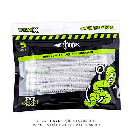 Silikon Sahte Kurt Yem - 2,2g 87mm - Fishack Wormix - Silver White